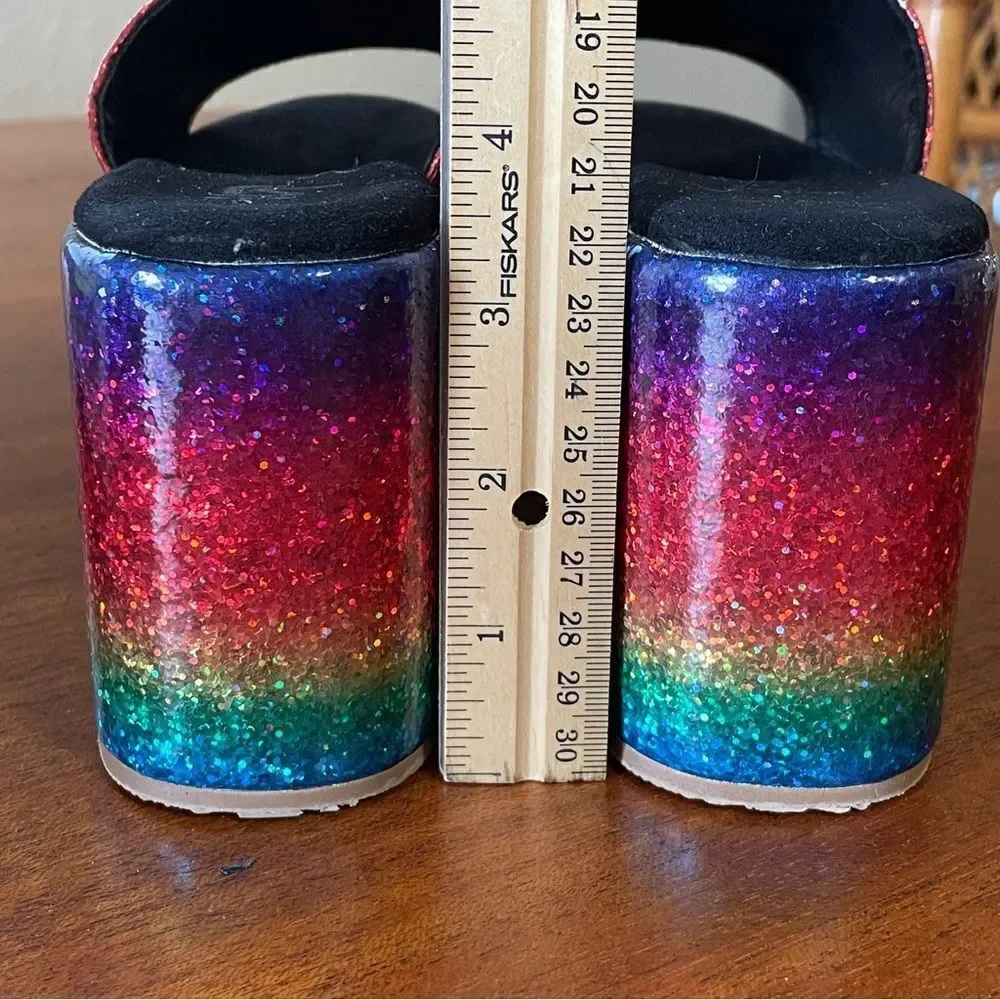 Shane Justin Rainbow Glitter Platform Sandals Shoes Euro Size 35 / US Size 5